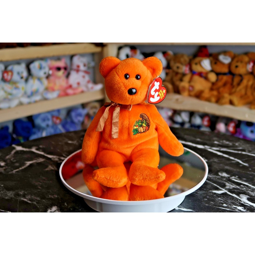 TY Beanie Baby - Thankful the Bear (Internet Exclusive) | Tush‎ Tag Wear | Rare